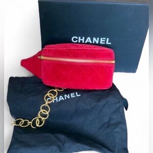 Chanel RARE Vintage belt Bag quilted velvet Limited Edition